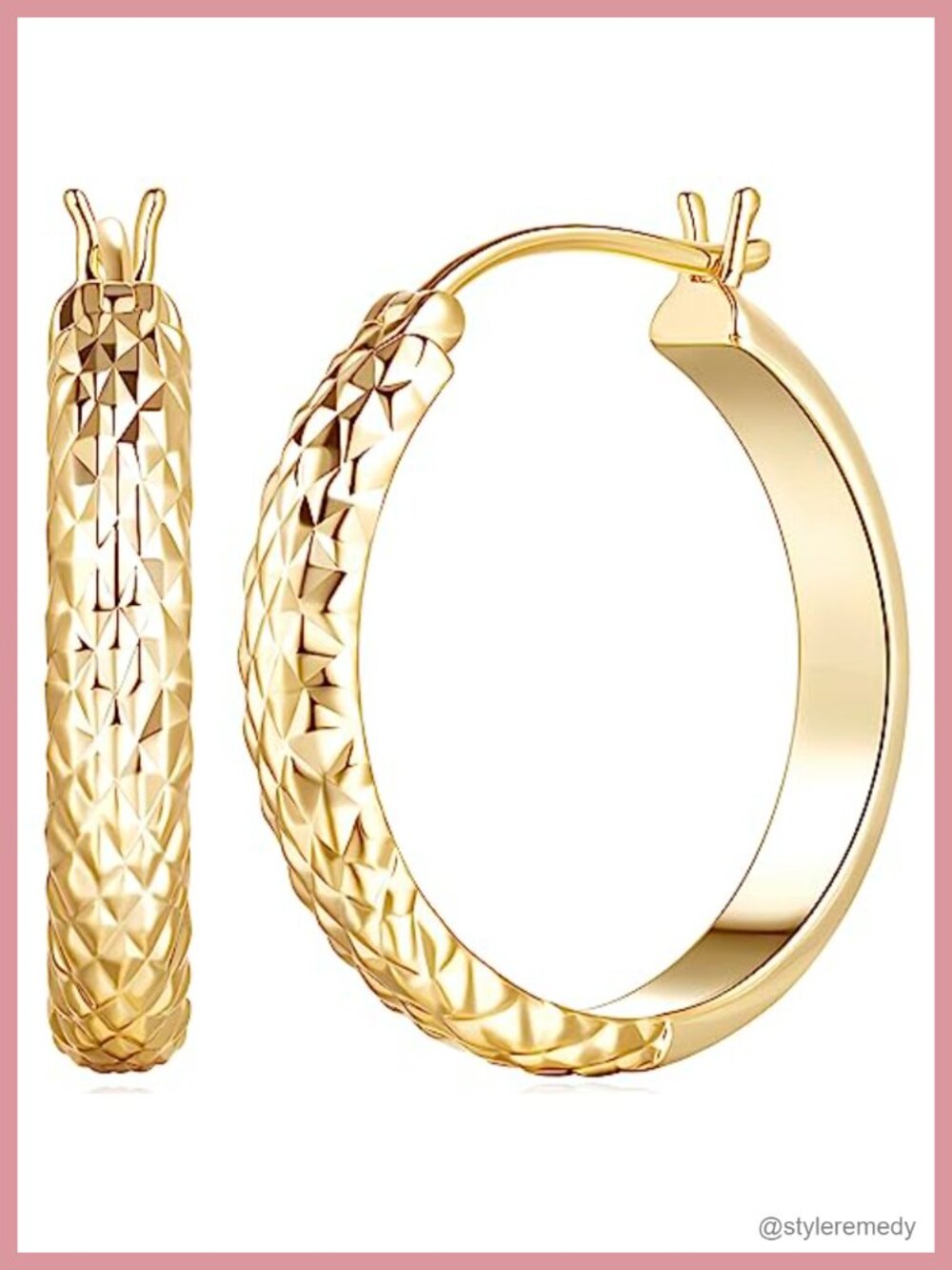 14K Gold Plated Hoop Earrings for Women Hypoallergenic Small Square Edge